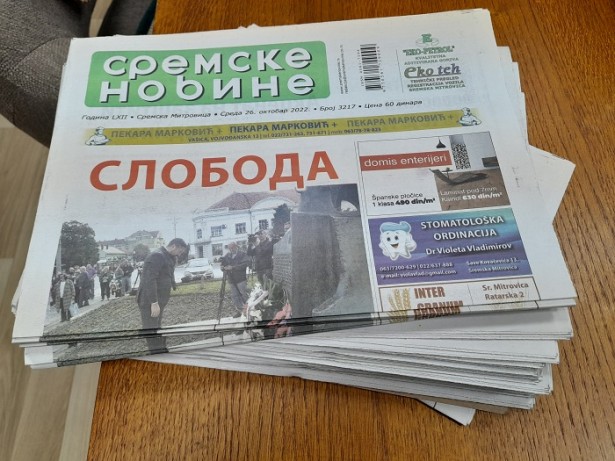 Сремске новине (фото: Предраг Рава/УНС-ДНВ)