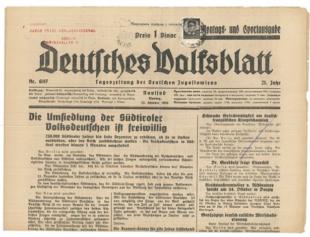 Naslovna strana „Deutsches Volksblatta“