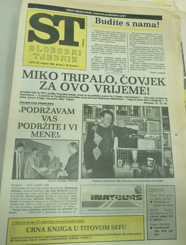 Naslovna strana prvog broja Slobodnog tjednika (foto: privatna arhiva)