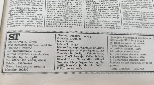 Impresum Slobodnog tjednika (foto: privatna arhiva)